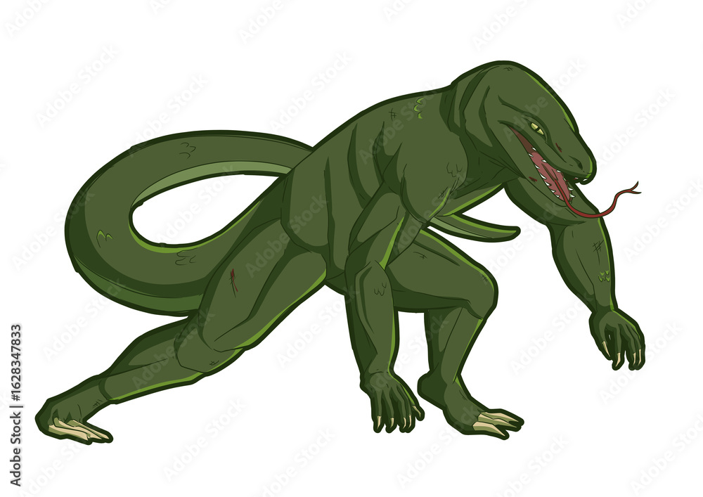 Fototapeta premium Komodo Monster Illustration – Fierce Fantasy Reptile Creature Design