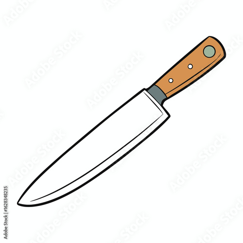 A sharp steel kitchen chef’s knife, perfect for slicing, dicing, and chopping with precision. Durable, balanced, and essential for every cooking task in your kitchen.
