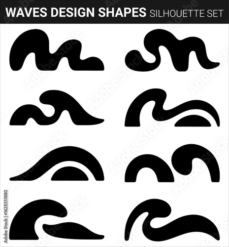 Quality full Waves Design Shapes Silhouette set
