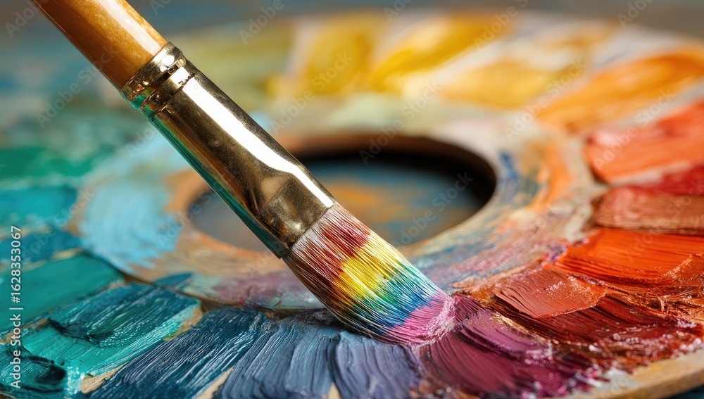 Fototapeta premium Paintbrush over color palette