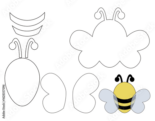 Bee, funny, cute, paper, felt, fabric, Cricut, Laser cut, Layers, pattern, Kids, Decorations, school, party, 