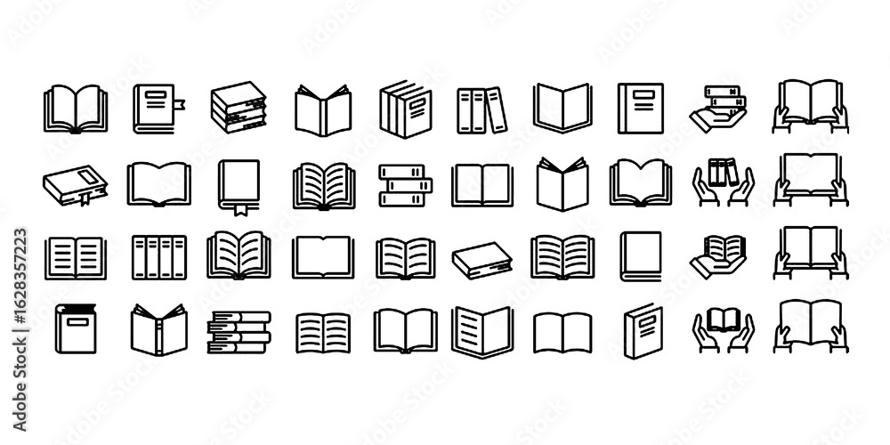 © thrash - Editable line vector book icon set © thrash - Editable line vector book icon set