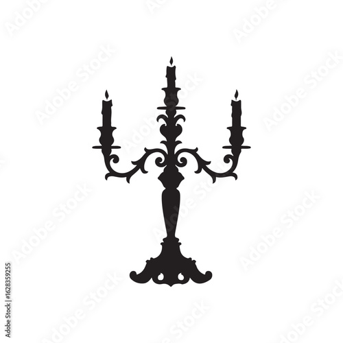 Black candelabrum silhouette vector illustration on white background