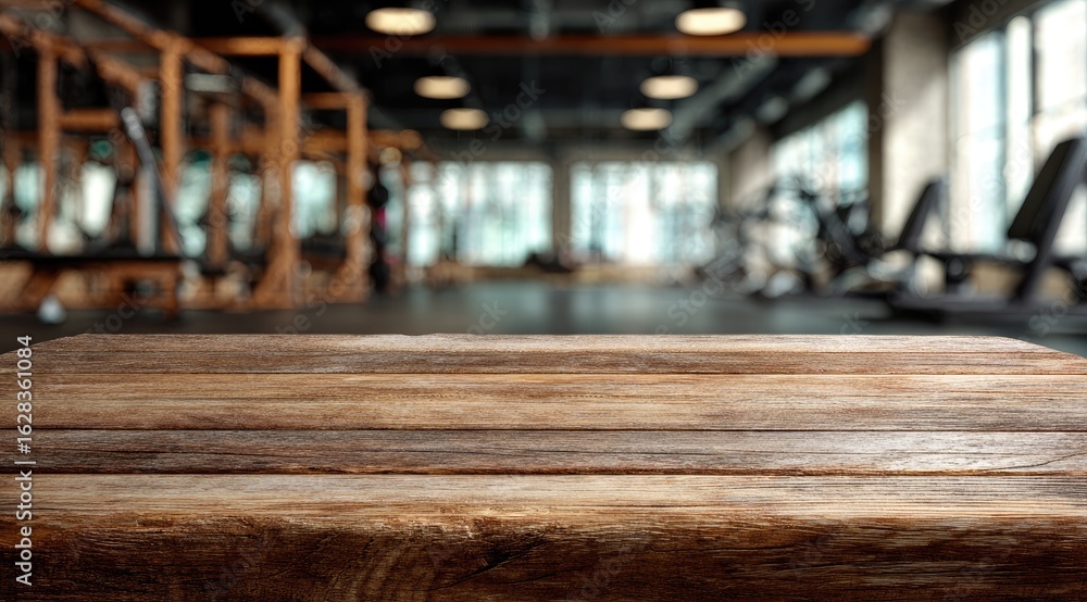 custom made wallpaper toronto digitalWooden table top in a gym.  Blurred background of exercise equipment and interior