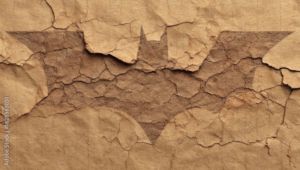 Bat symbol etched on aged, cracked paper Bat symbol etched on aged, cracked paper
