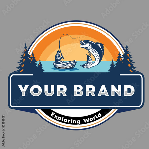 outdoor fishing logo vector