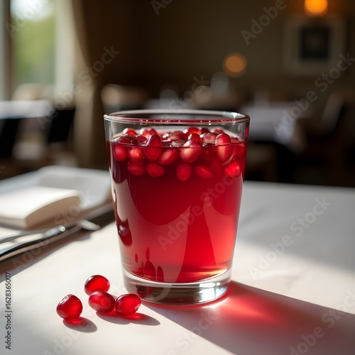 Wallpaper Mural Cold glass of fresh red fruit juice with ripe berries, ice, and a sweet strawberry garnish for a healthy refreshment Torontodigital.ca