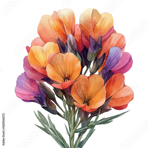Garden Pea Flower, watercolor painting vector, isolated on a white background.