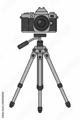 Classic camera illustration on tripod ideal for photography blog and creative projects great design element