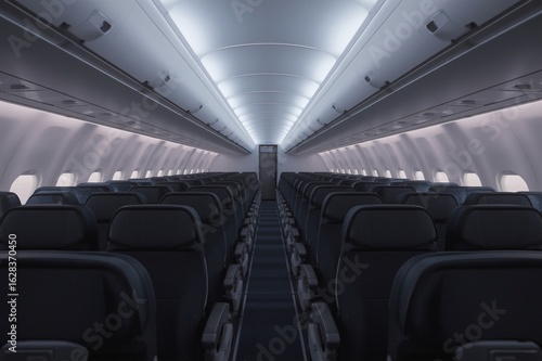 Wallpaper Mural Empty airplane cabin, night flight, aisle view, travel Torontodigital.ca