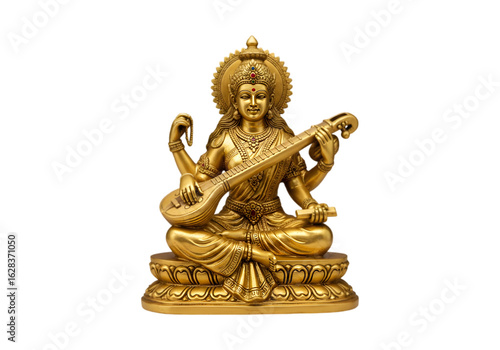 Goddess Saraswati on Transparent Background