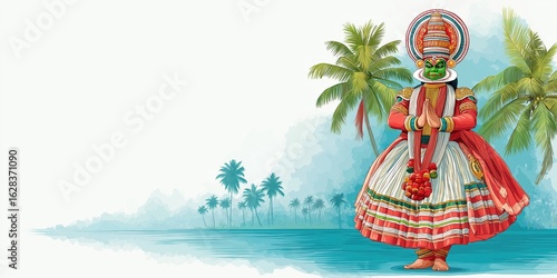Onam watercolor background illustration.