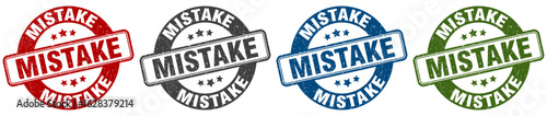 mistake stamp. mistake round stamp set isolated on white background