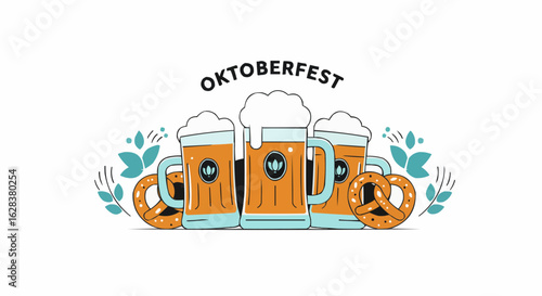Oktoberfest festive beer illustration