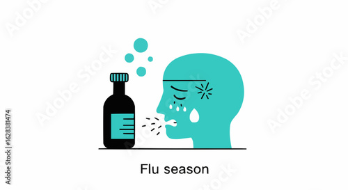 Illustration of a person who suffers from flue