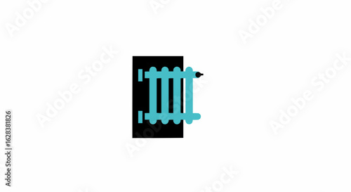 A turquoise radiator with a minimalist look. 