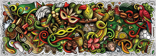 Brazil vector cartoon doodle banner design