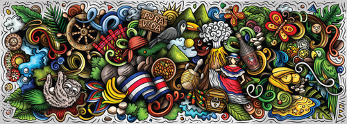 Costa Rica cartoon doodle banner design