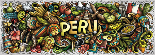 Peru hand drawn cartoon doodles illustration