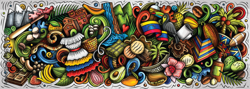 Colorful cartoon doodle vector illustration of Venezuela