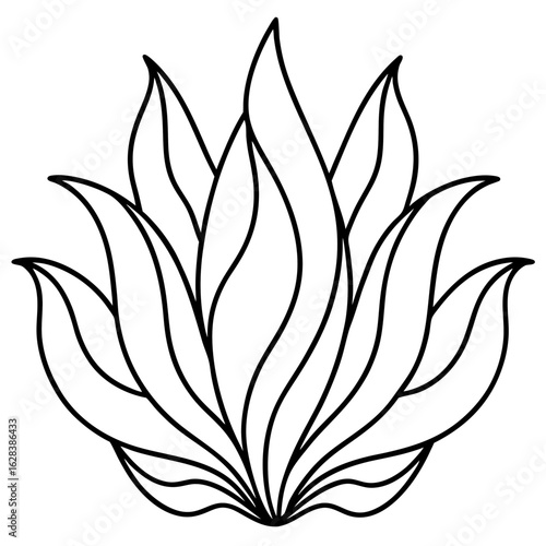 Minimalist vector line art of abstract floral shapes with flowing, wavy lines resembling petals or seaweed, elegant black ink lines on soft pastel background, modern botanical style, no color fill,