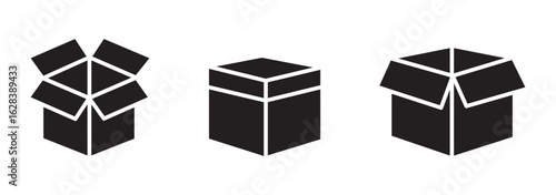 Package icons vector set in stroke line style