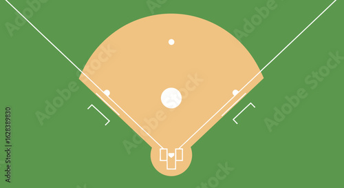 Clean Flat Lay Baseball Field Layout Diagram Illustration Graphic