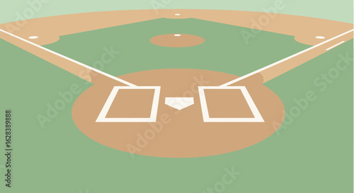 Clean Minimalist Baseball Field Diamond Infield Illustration Graphic Element