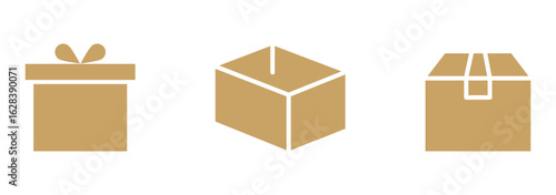 Box delivery icon set. Shopping package box. Cardboard box icons in flat style. Vector illustration.