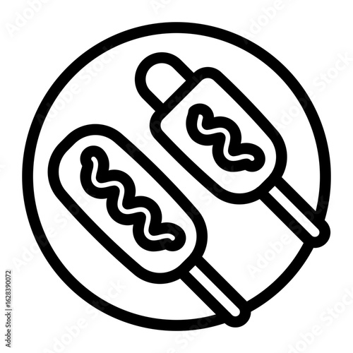 This Corn dog icon is suitable for Amusement Park, Entertainment, etc.