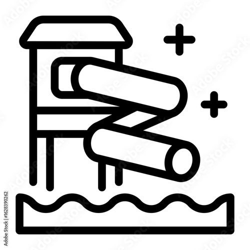 This Water slide icon is suitable for Amusement Park, Entertainment, etc.