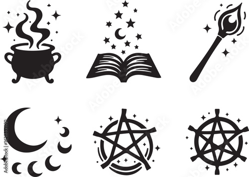 Mystical symbols for magic, witchcraft, and astrology