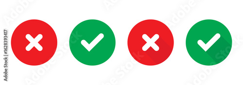 checkmark and X mark icon. check and uncheck icon vector. validation icon vector. for apps and websites.
