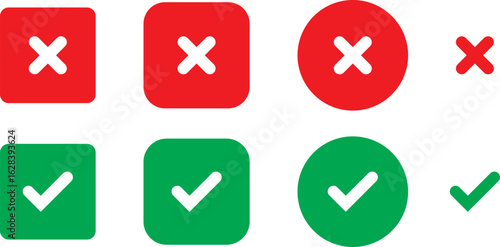 checkmark and X mark icon. check and uncheck icon vector. validation icon vector. for apps and websites.Print