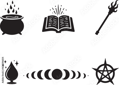 Mystical symbols for magic, spells, and occult themes