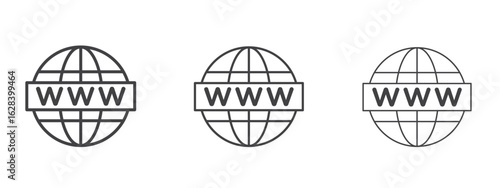 Website icon in linear, outline icon isolated on white background