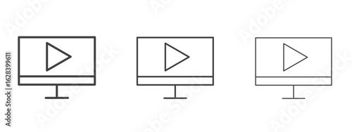 Video tutorial icon in linear, outline icon isolated on white background