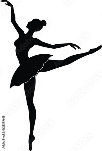 elegant ballerina silhouette dancing gracefully in classical ballet pose vector