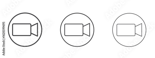 Video call icon in linear, outline icon isolated on white background