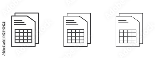 Spreadsheet icon in linear, outline icon isolated on white background