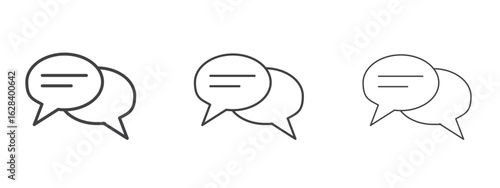Speech bubble icon in linear, outline icon isolated on white background