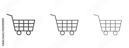 Shopping trolley icon in linear, outline icon isolated on white background