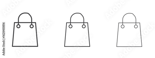 Shopping bag icon in linear, outline icon isolated on white background