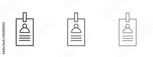 Security badge icon in linear, outline icon isolated on white background