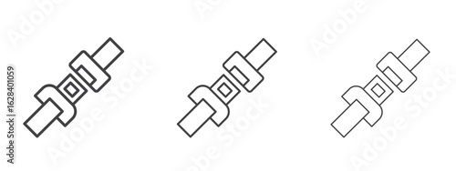 Seatbelt icon in linear, outline icon isolated on white background