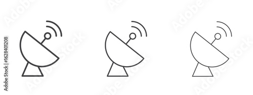 Satellite dish icon in linear, outline icon isolated on white background