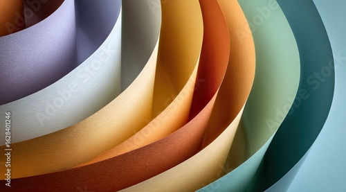 Colorful paper rolls in concentric circles