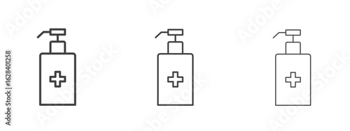 Sanitizer icon in linear, outline icon isolated on white background