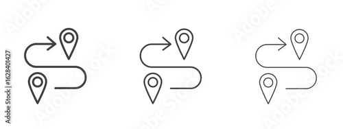 Roadmap icon in linear, outline icon isolated on white background