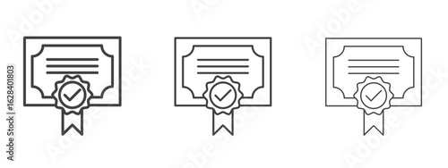 Qualification icon in linear, outline icon isolated on white background